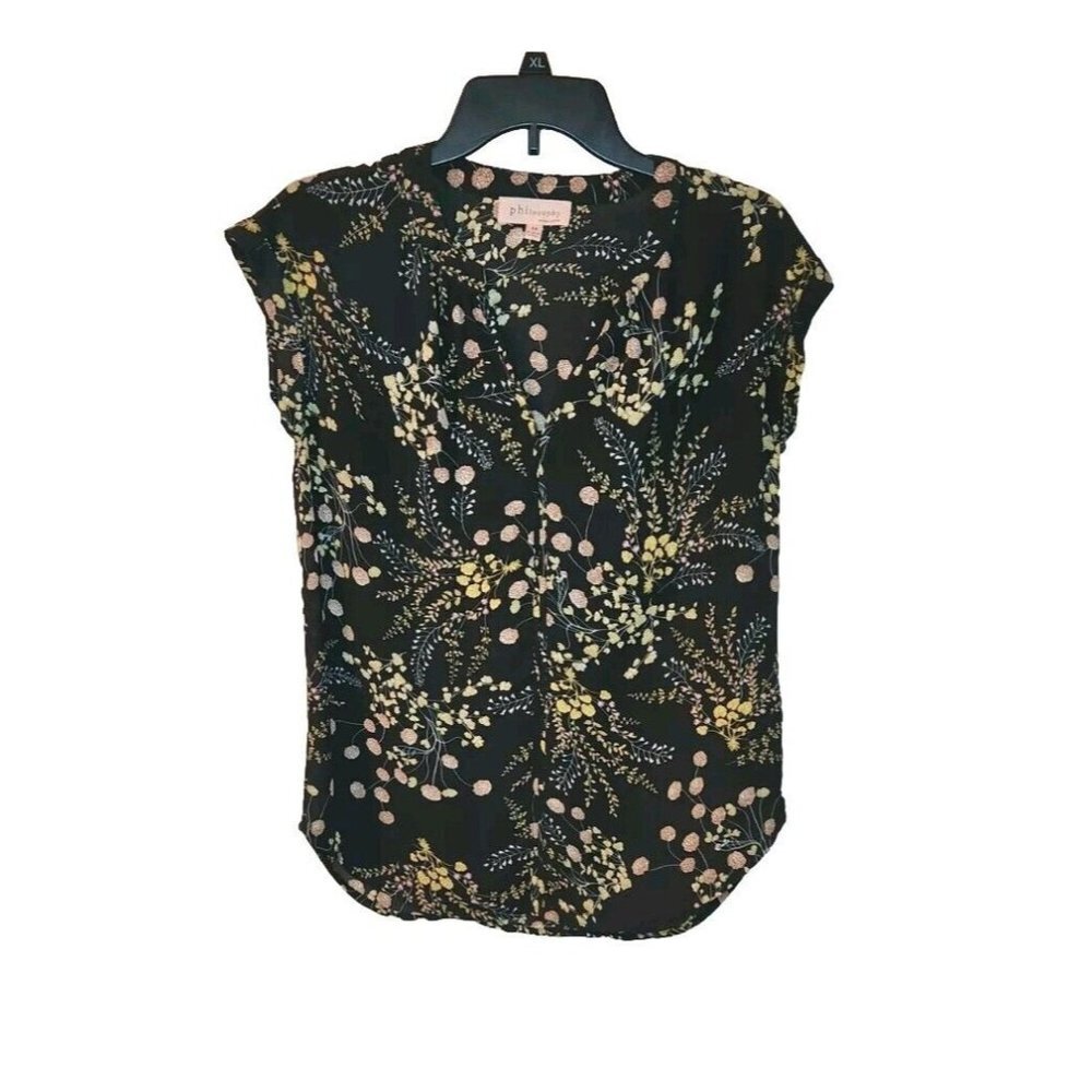 Philosophy Republic Top Size XS Cap Sleeve  Floral Print V-Neck